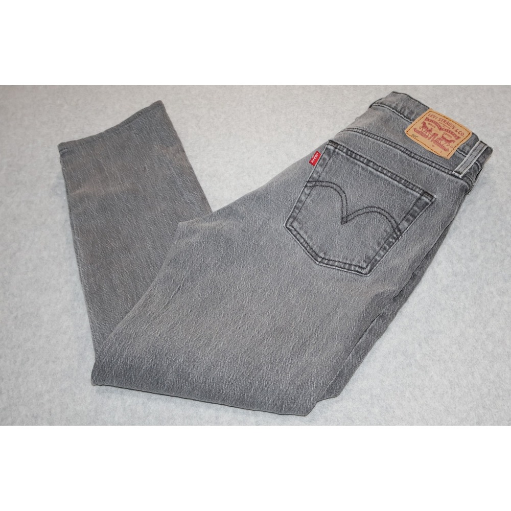 Levi's 501 Jeans Women 28x 27 Grey Straight Leg Button Fly Stretch Cotton Blend